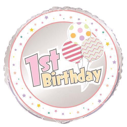 1st Birthday Girl 45cm (18") Foil Balloon
